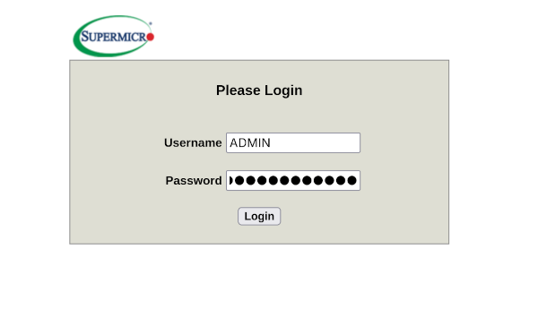 Supermicro X10 IPMI login page
